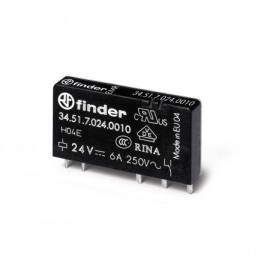 Finder Inserto Relevador Cuadrado 6Amp 24Vdc 1P1T 5Pin P/39.31 SKU: 34.51.7.024.0010