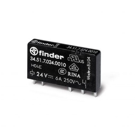 Finder Inserto Relevador Cuadrado 6Amp 24Vdc 1P1T 5Pin P/39.31 SKU: 34.51.7.024.0010