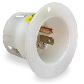 HUBBELL Flanged inlet 15A 125V 5-15P WH HBL5278C SKU: HBL5278C