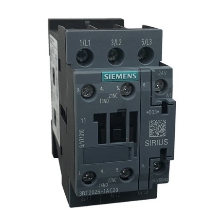 SIEMENS contactor 25a b-24vac s0 c-1na+1nc 3rt2026-1ac20 SKU: 3RT2026-1AC20